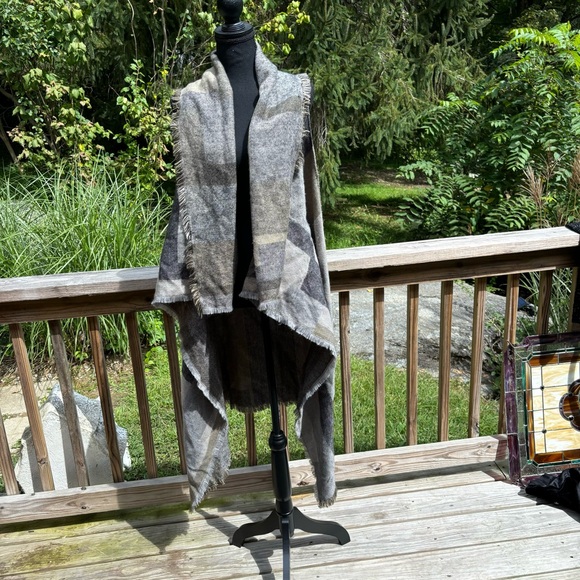 David and Young openfront front waterfall cardigan duster one size sleeveless - Picture 5 of 7